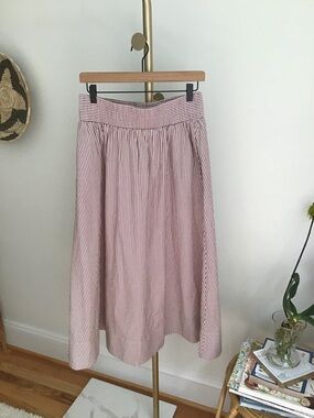 Bailey 44 Brown and White Cotton Striped Midi Skirt Size Large